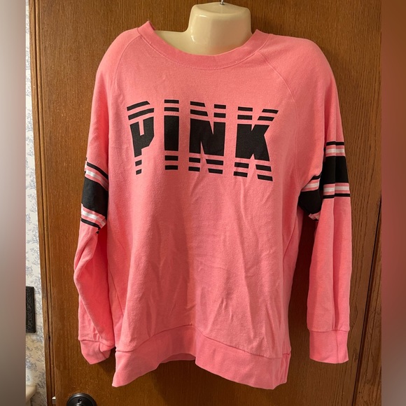 PINK Victoria's Secret Tops - Victoria’s Secret PINK Coral Varsity Sweatshirt M